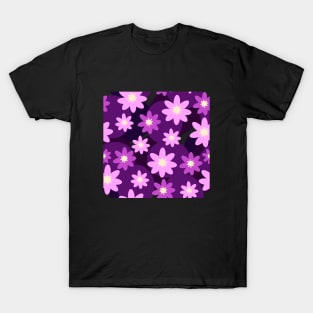 Abstract pink and violet flowers 3 D design T-Shirt